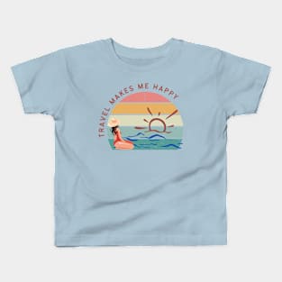 Travel Makes Me Happy Design Kids T-Shirt